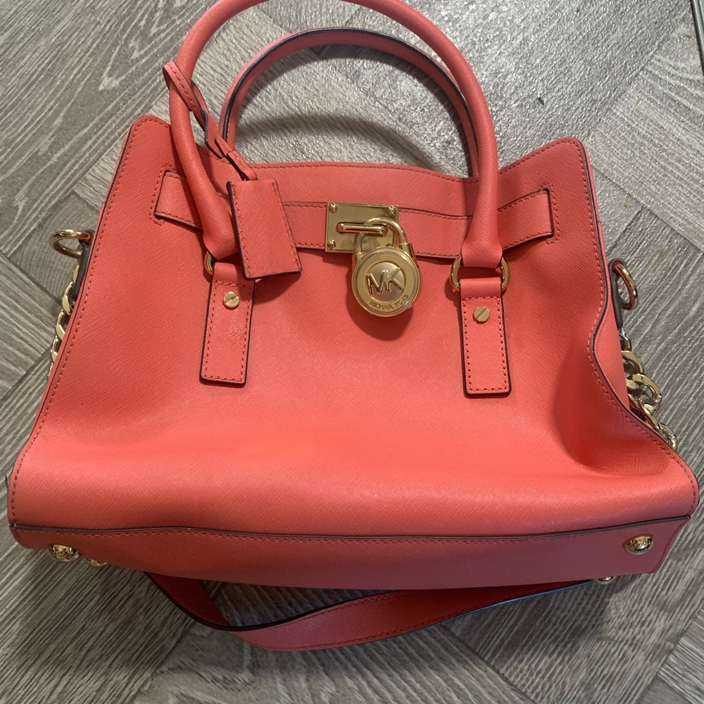 Michael Kors Coral purse Gold Accents